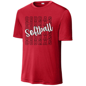 COBRAS SOFTBALL FAN TEE RED 2025