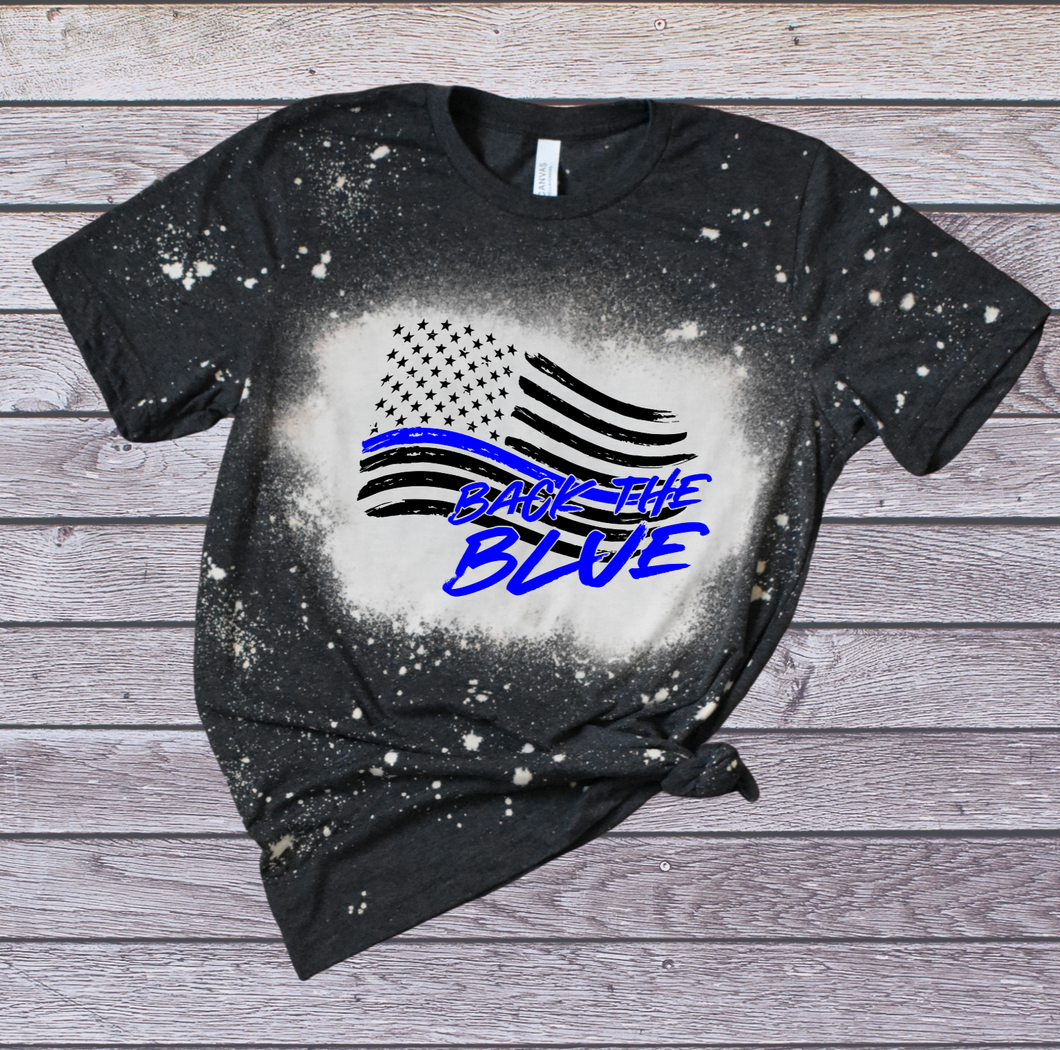 Back The Blue Flag Bleach Tee