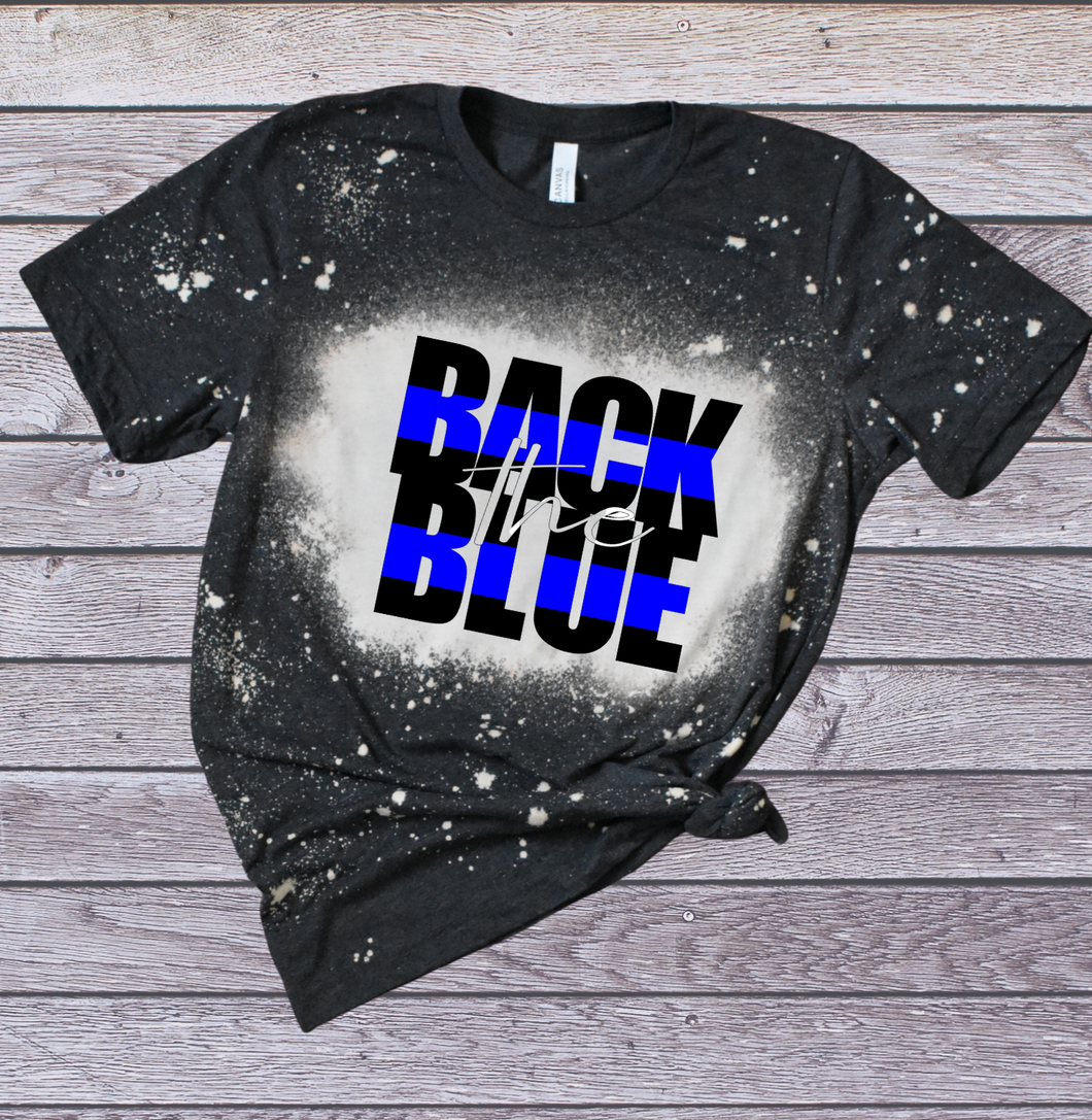 Back The Blue Block Letters Bleach Tee