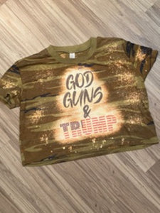 God, Guns & Trump Camo Crop Top Tee