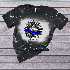 Back The Blue Sunflower Bleach Tee